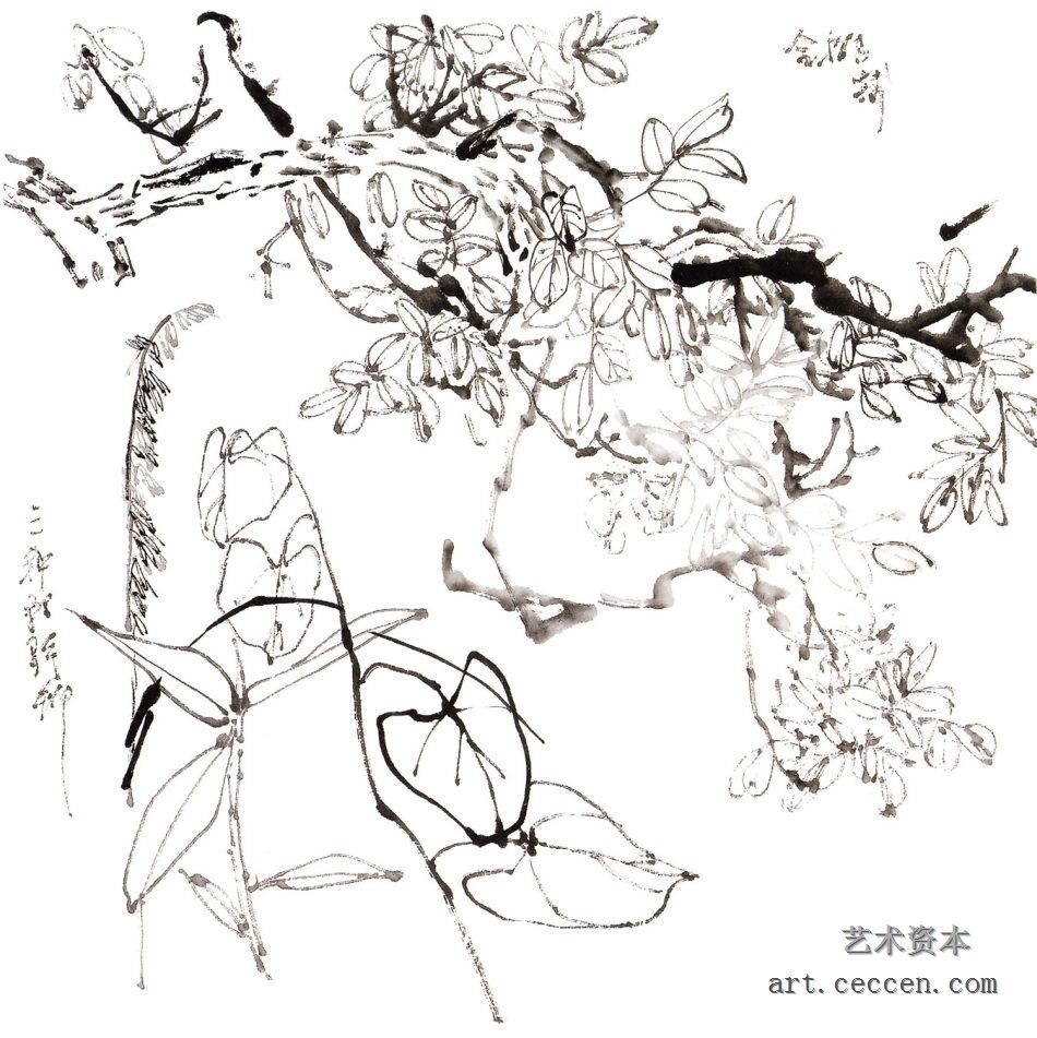 十渡河写生稿1 27x30cm 纸本墨笔 1981年 郭石夫